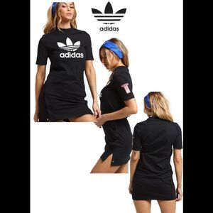 Adidas originals three stripes Cotton short sleeve Logo dress Sz XS